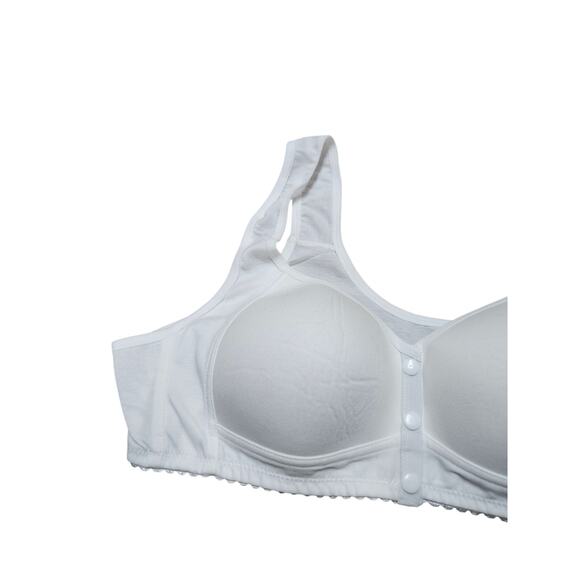 7XL White Wireless Bra Front-Snap Closure Wide Strap Molded Cups Comfort Fit - Picture 8 of 8